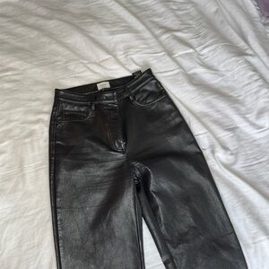 Aritzia Melina Black Leather Pants